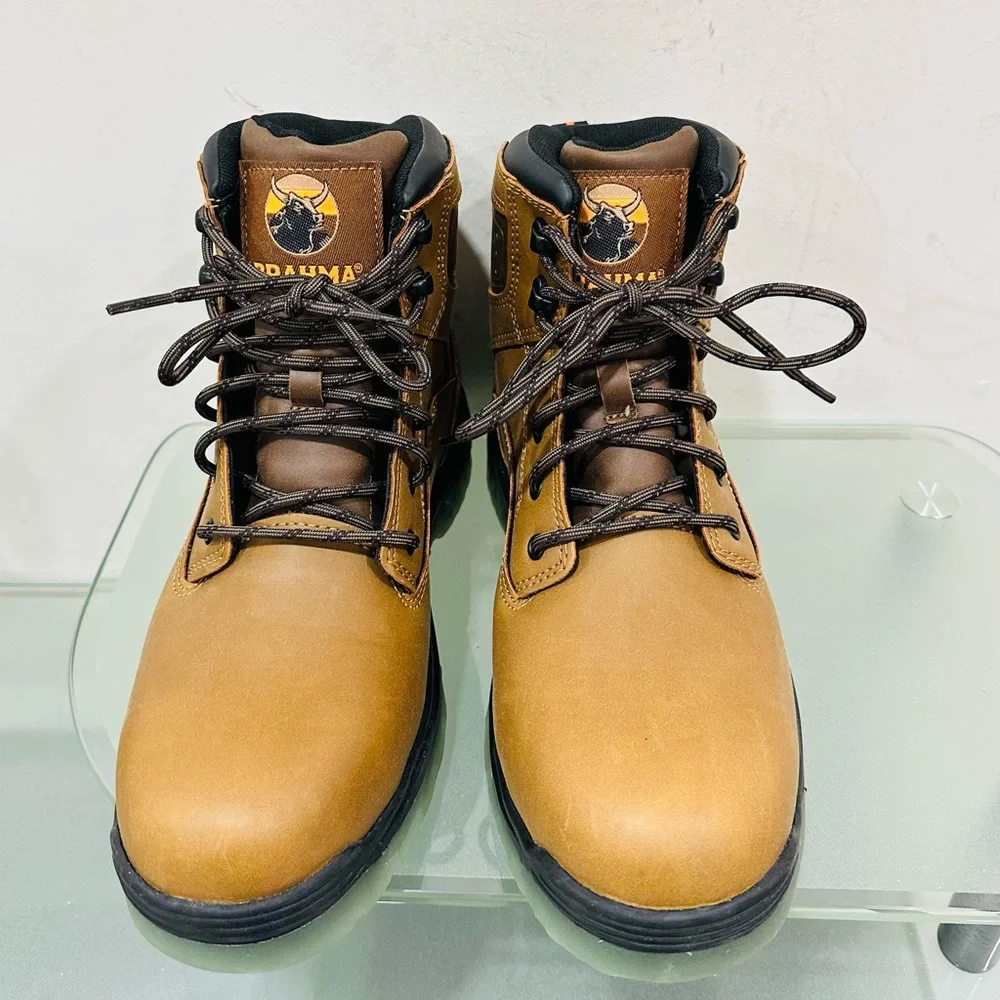 NWOT‎ Brahma Men’s Size 8,5 USA Steel Toe Waterproof Brown Work Boots EUR 41,5